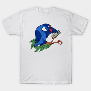 Pukeko using Mobile Phone T-Shirt